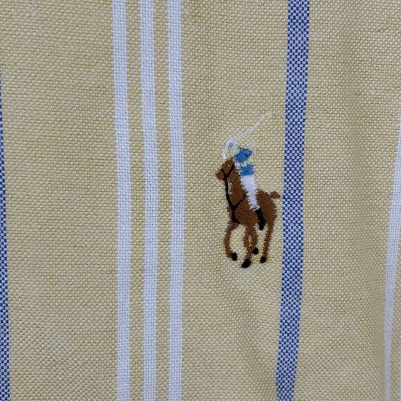 Ralph Lauren Dress shirt Mens 17 - 34 Yellow Stripe Cotton Multi Pony - Picture 6 of 9